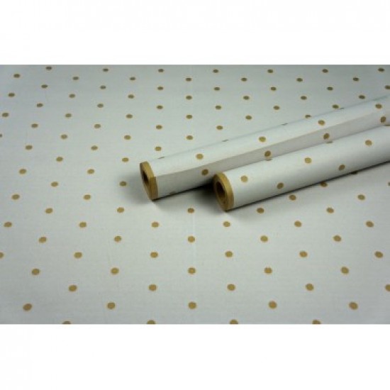 Крафт бумага, рис. "Горох на фоне" (белый) 0,7м*9м, цена за рулон